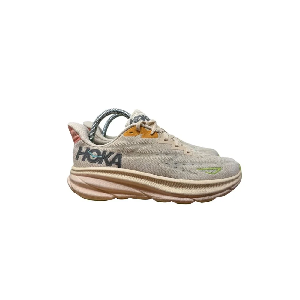 Hoka Clifton 9 Running Shoes Womens 8.5 Vanilla Sea Glass Mesh 1127896 VLS